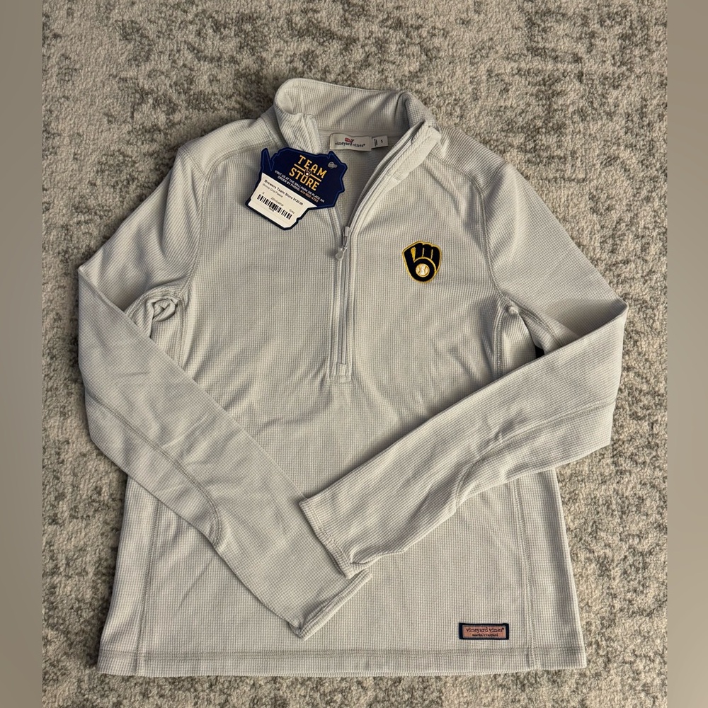 Vineyard Vines Women Brewers Grid Fleece Quarter Zip Pullover Size Small NWT - Picture 3 of 8